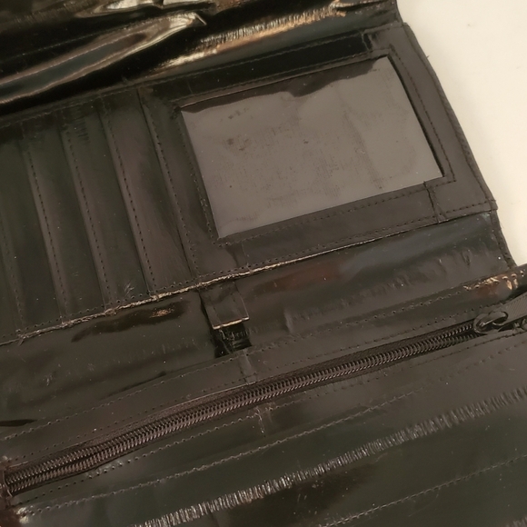 Eelskin Black Leather Wallet Women's - Picture 3 of 4